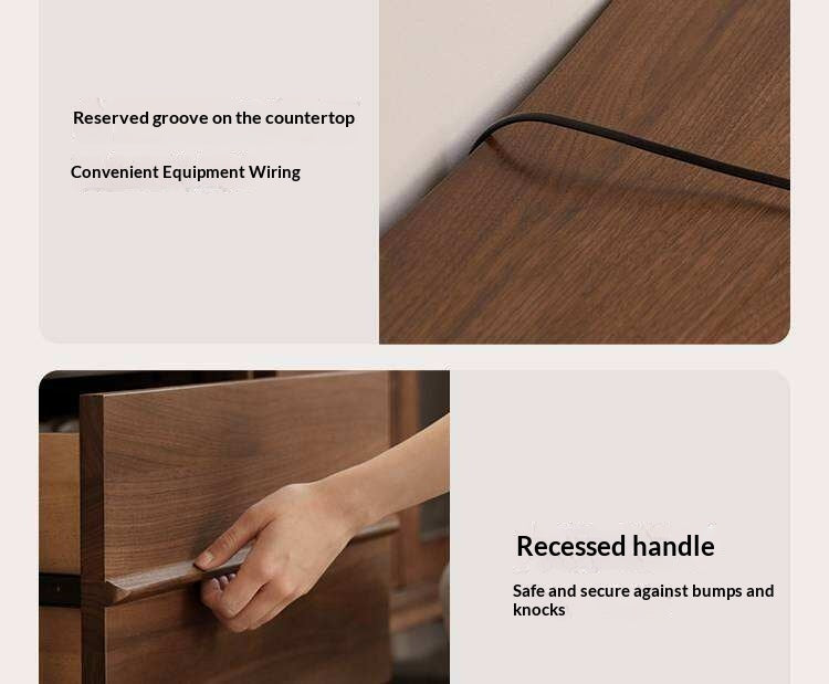 Black Walnut, Ash Solid Wood, Solid Longan Hardwood TV Cabinet with Sliding Door Storage