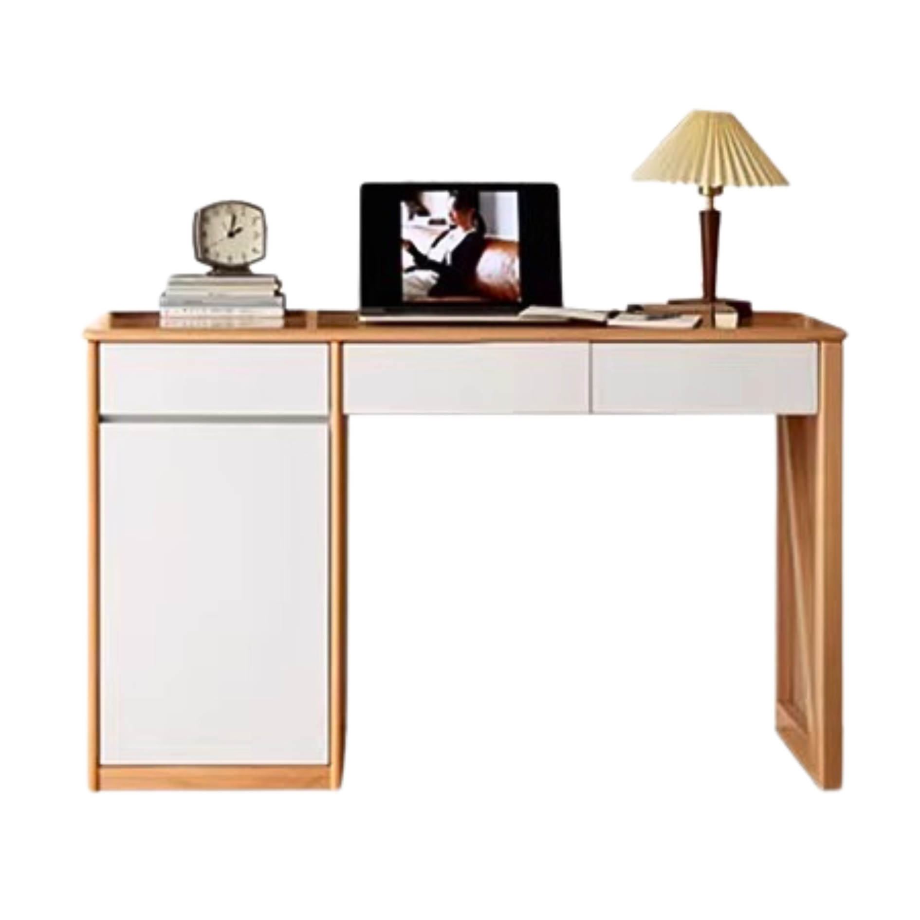 Beech Solid wood desk bookshelf integrated study-