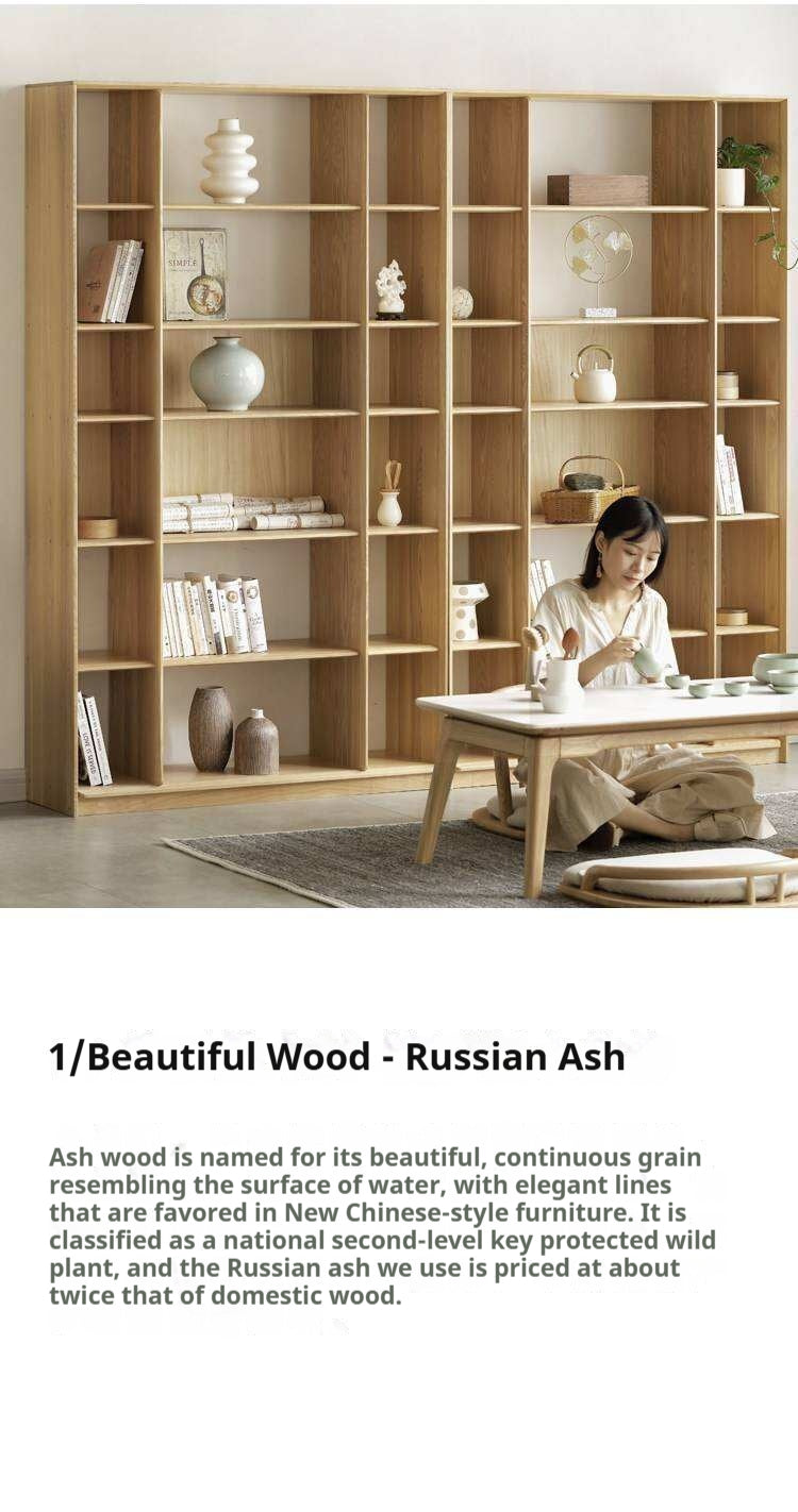 Ash Solid Wood Combination Bookcase Bookshelf<