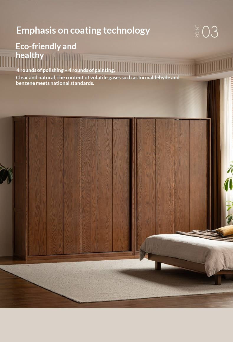 Oak Solid Wood, Solid RubberWood  Modern Style Wardrobe