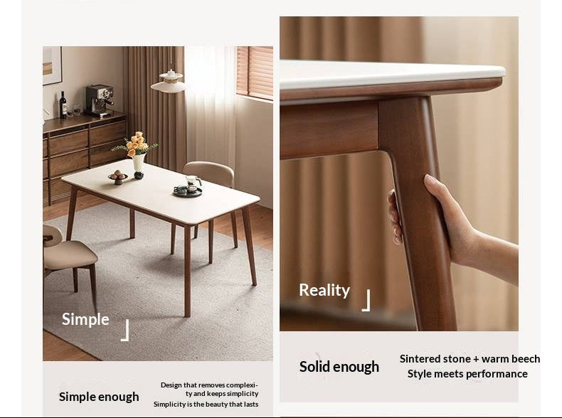 Beech Solid Wood Rock Board Dining Table