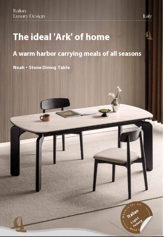 Solid Rubberwood Rock Board Dining Table
