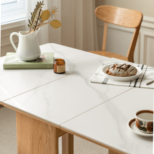 Oak Solid Wood Retractable Folding Dining Table