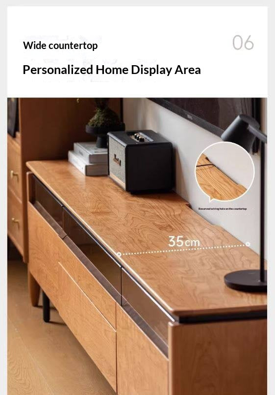 Cherry Solid Wood TV Cabinet Modern Simple))