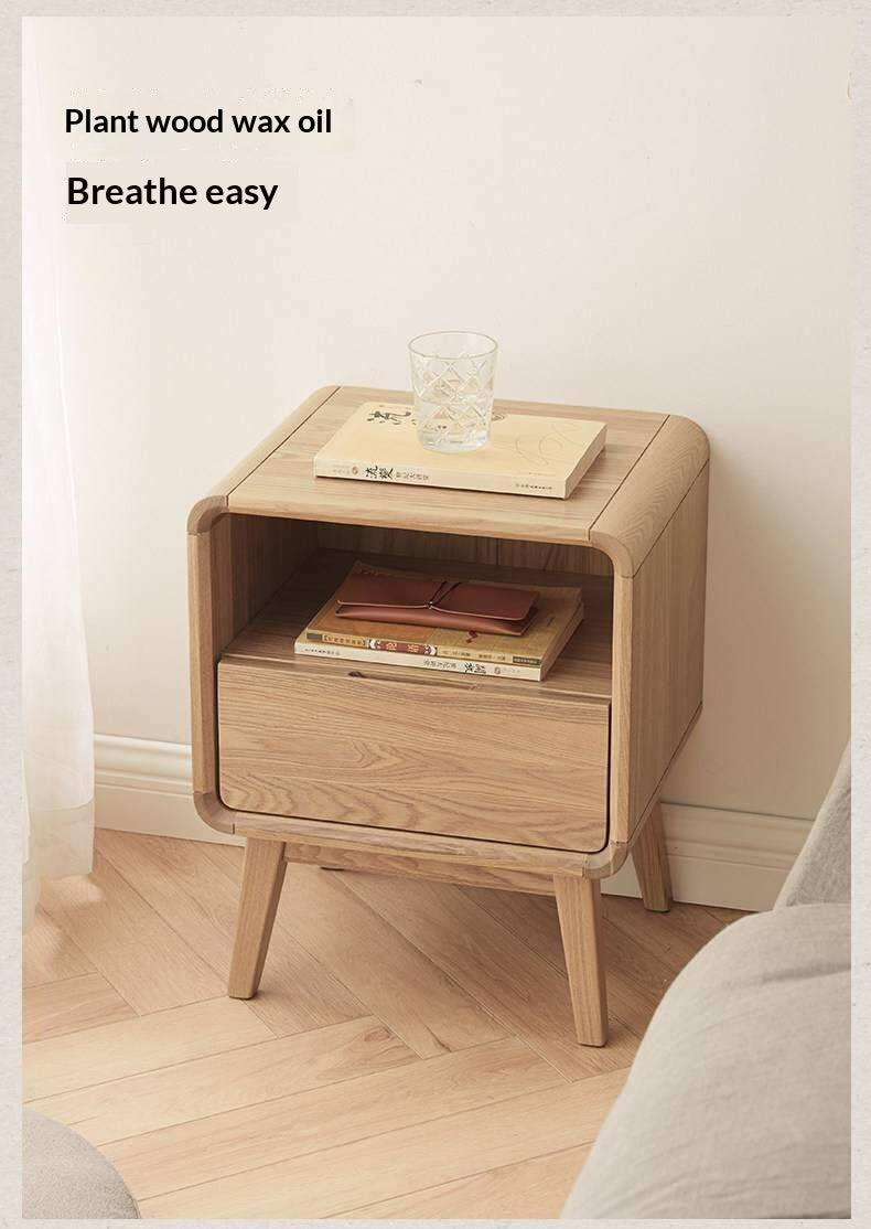 Ash Solid Wood Storage Modern Nightstand
