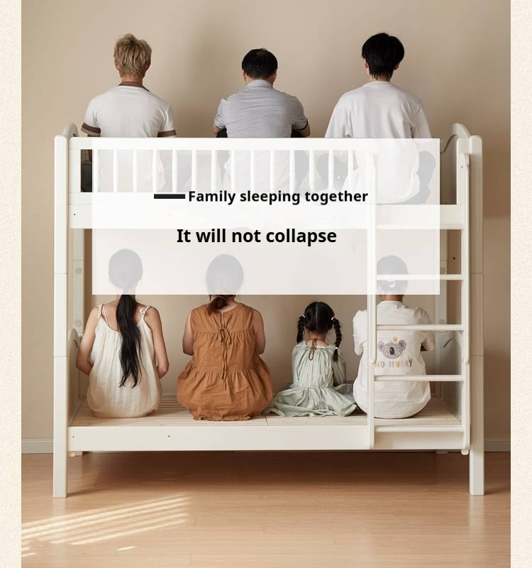 Rubberwood Solid Wood Children's White Castle Princess Bunk Bed