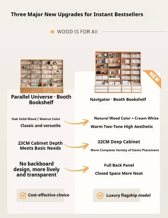 Oak Solid Wood Cream Style Bookcase