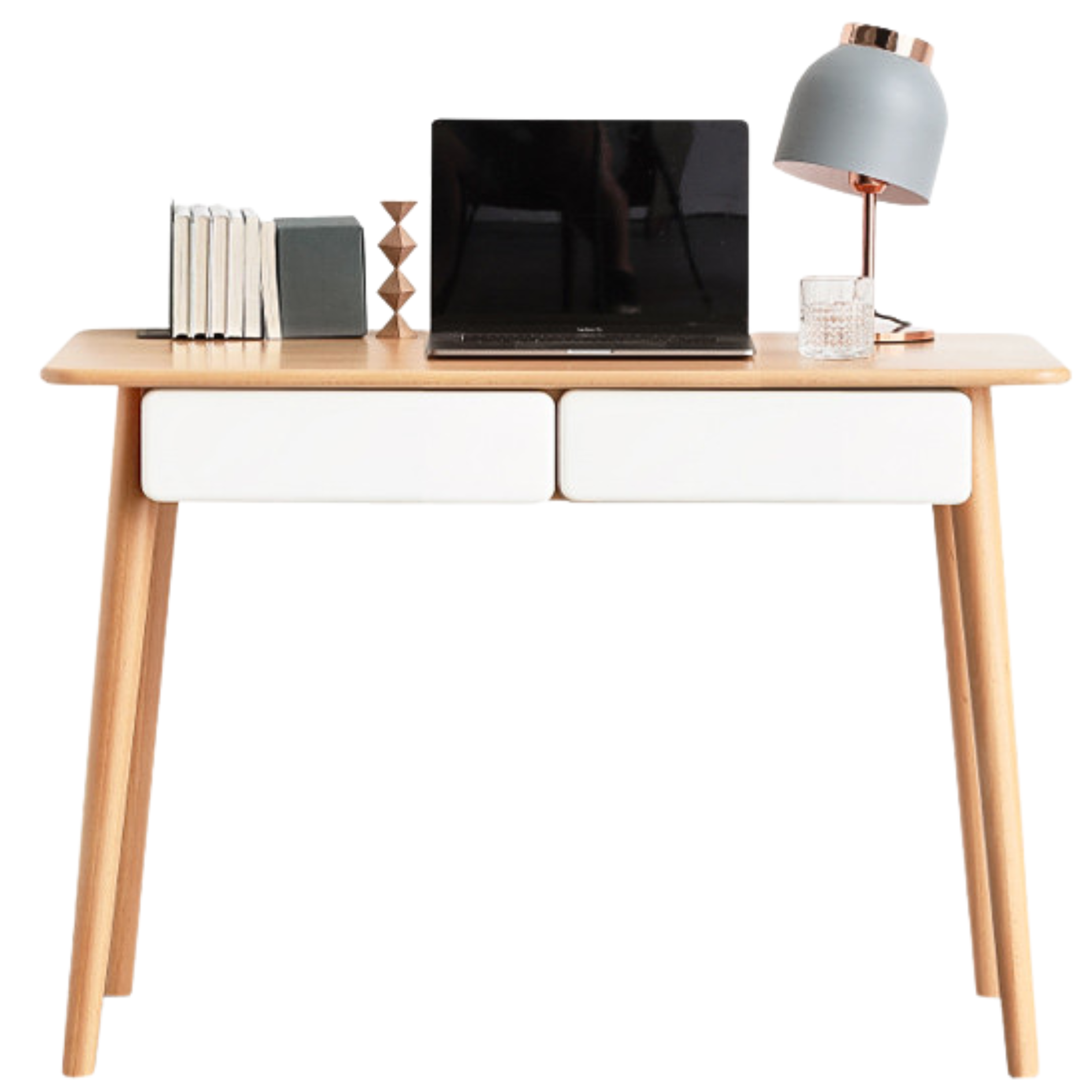 Beech Solid Wood Office Desk With Drawer