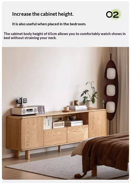 Oak Solid Wood Tall TV Cabinet.