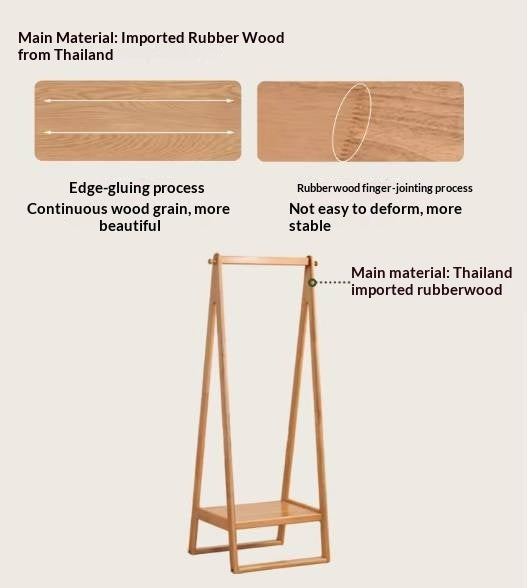 Solid Rubberwood Nordic Minimalist Standing Hanger