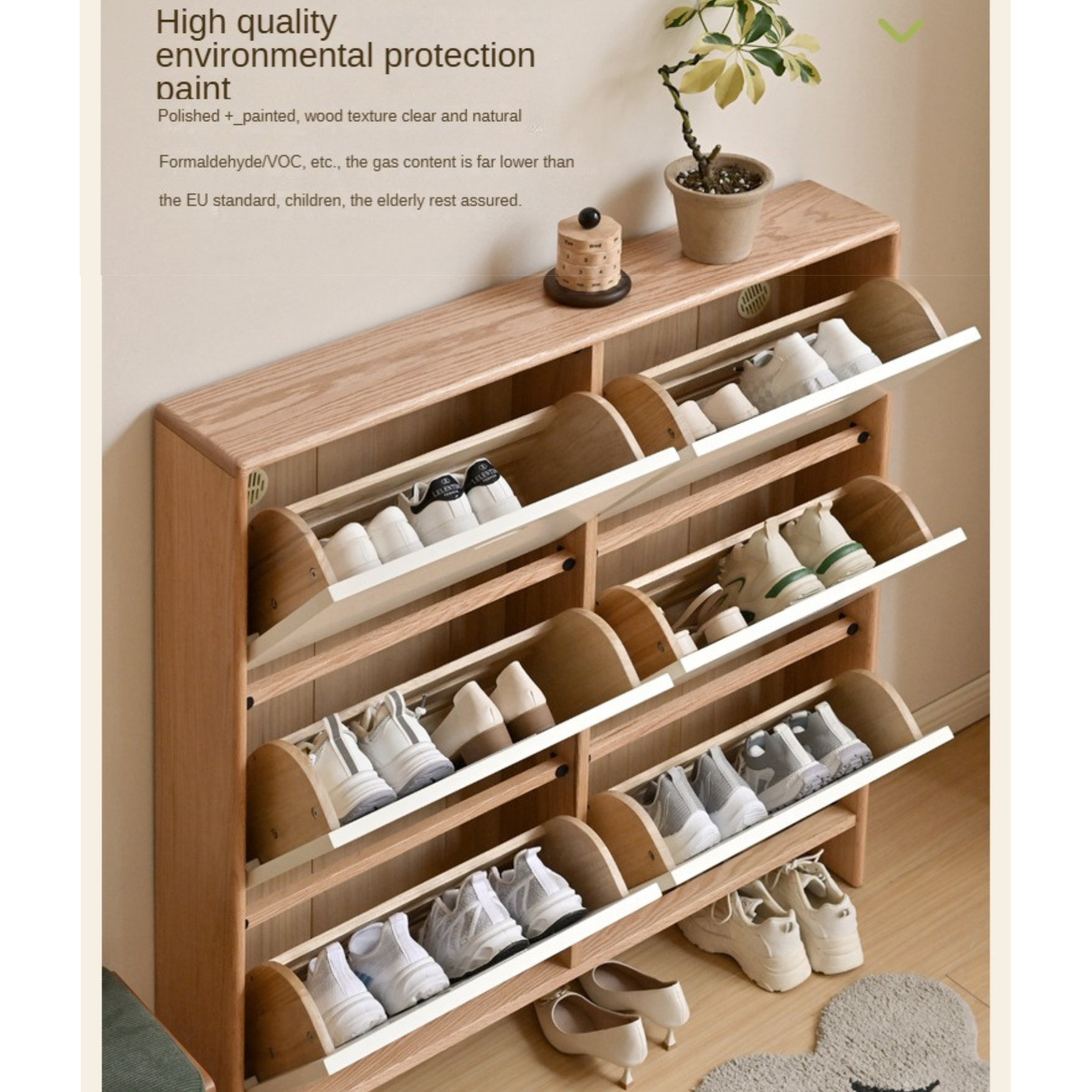 Birch solid wood ultra-thin shoe cabinet-