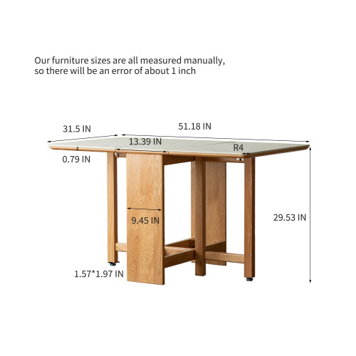 Oak Solid Wood Retractable Folding Dining Table