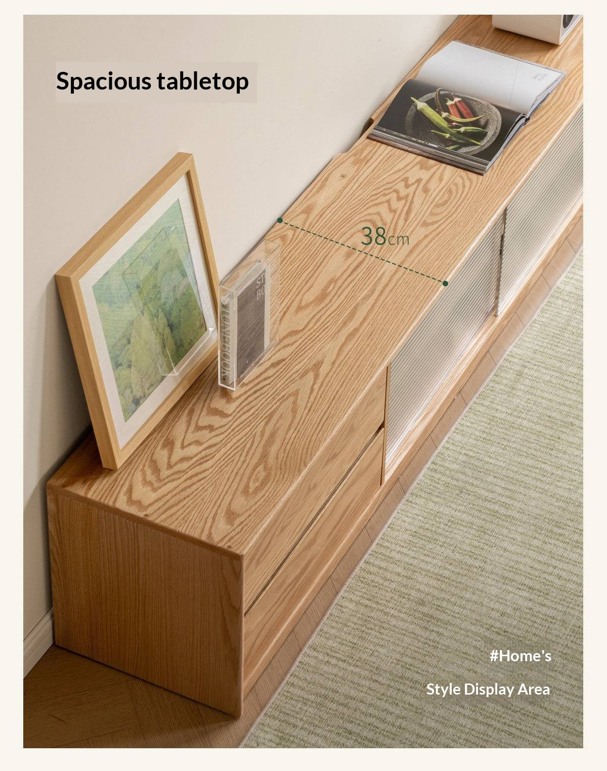 Solid RubberWood, Oak Solid Wood TV Cabinet Floor Combination
