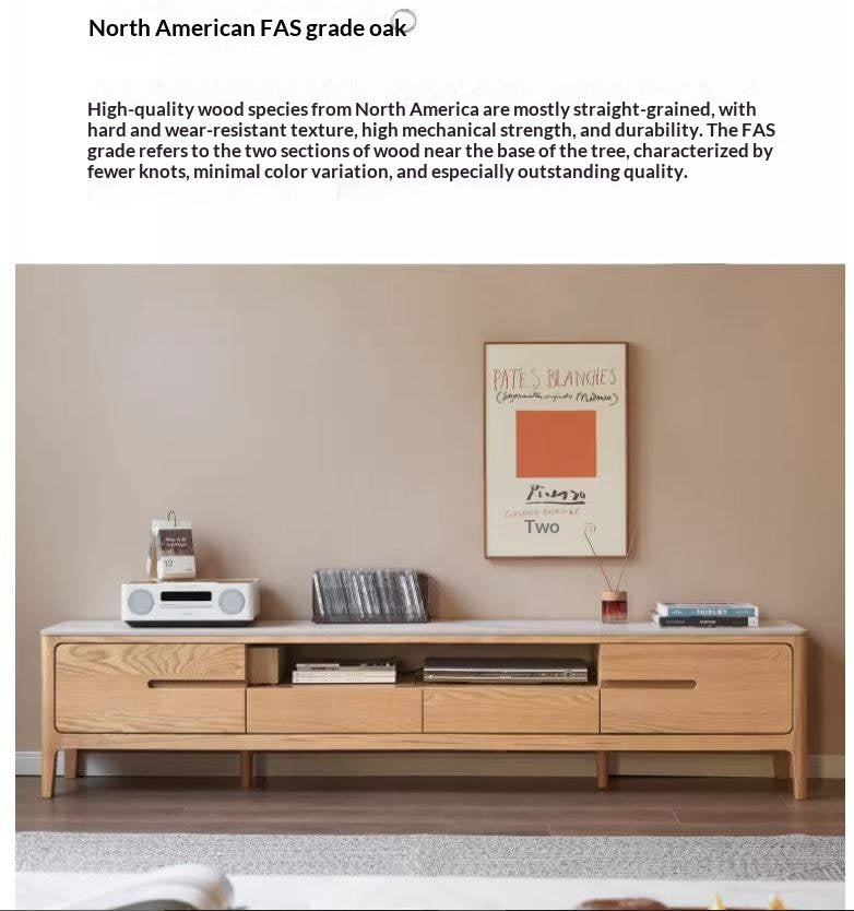 Solid Rubberwood, Oak Solid Wood TV Stand Slate Top.