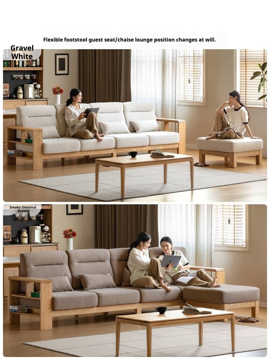 Oak Solid Wood Sectional Sofa-two colors available