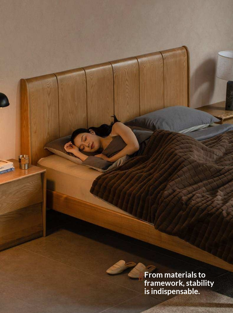 Ash Solid Wood Channel Tufted Platform Bed