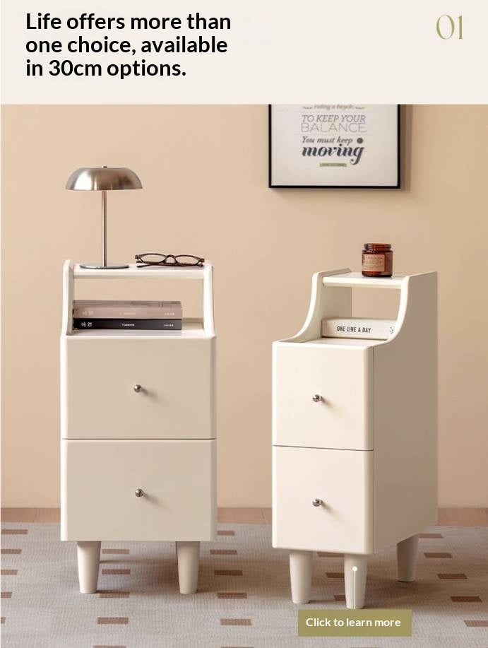 Solid Rubberwood Cream Style Nightstand