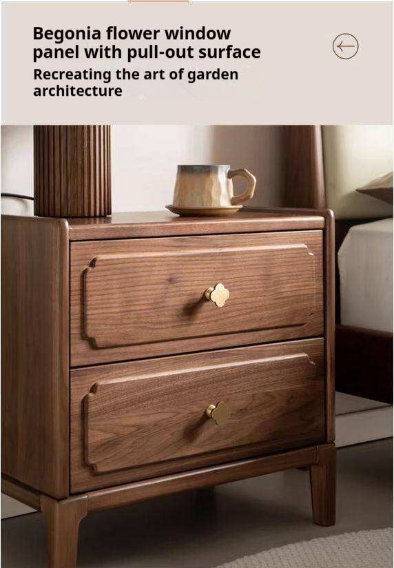 Black Walnut, Oak Solid Wood Nightstand