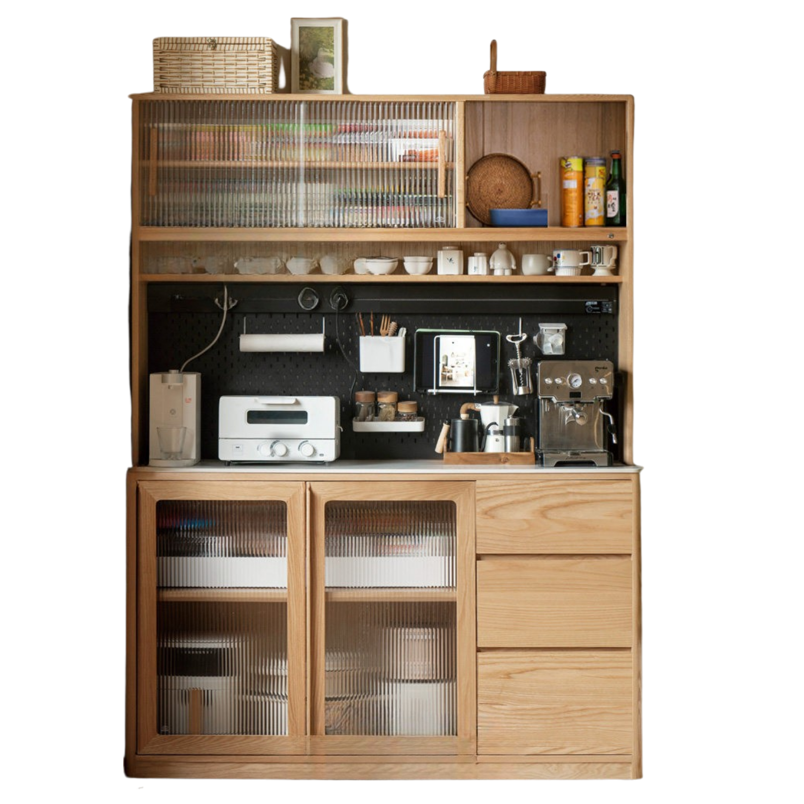 Ash Solid Wood White Wax Rock Plate Sideboard