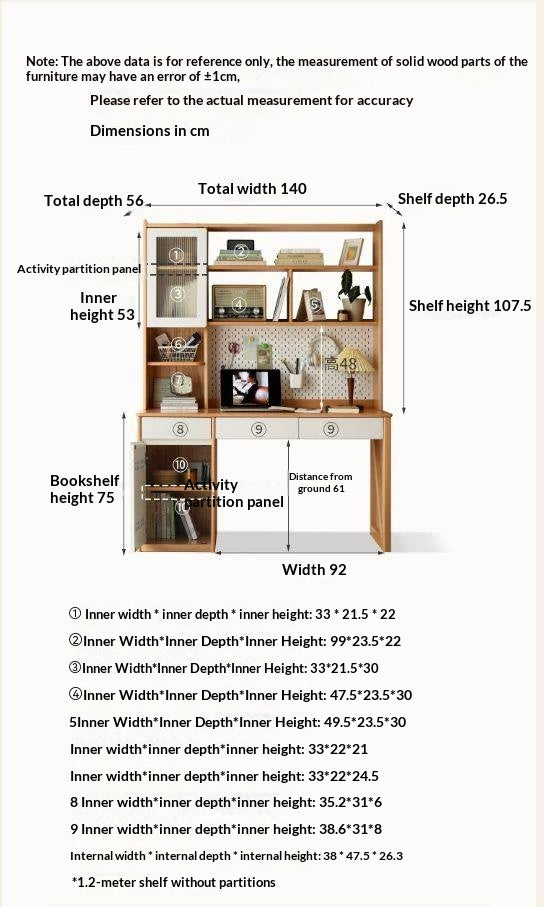 Beech Solid Wood Kids Desk Combination