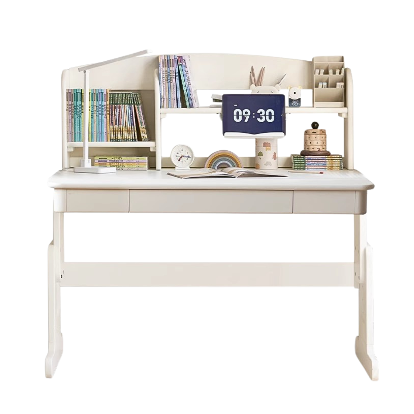 Poplar solid wood lift study desk adjustable white desk