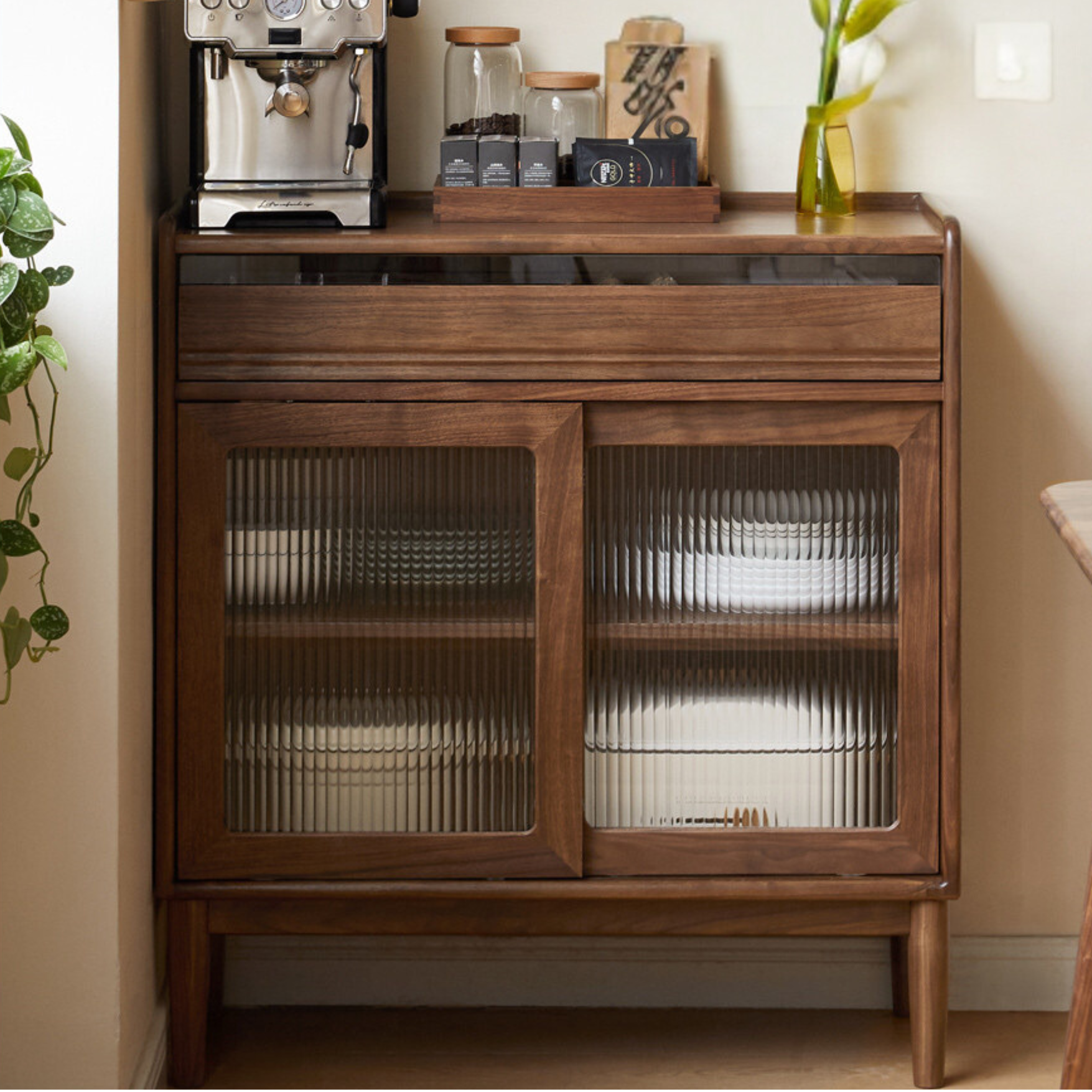 Black walnut solid wood modern simple dining sideboard,