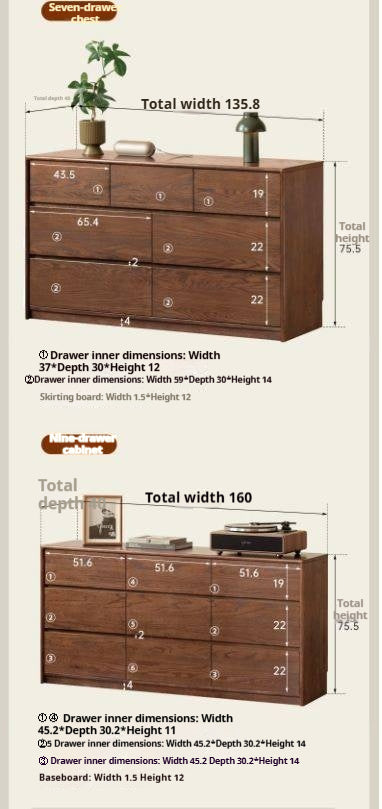 Oak Solid Wood Modern Drawer Cabinet