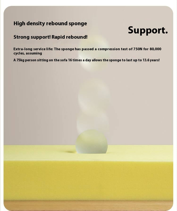 Oak Solid Wood Fabric Sofa, Couch with High Back Cushions, Durable Pet-Friendly Upholstery