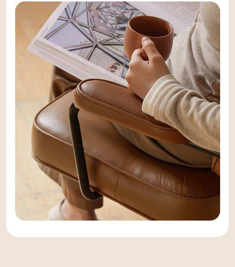 Leather Swivel Office Chair with Armrests