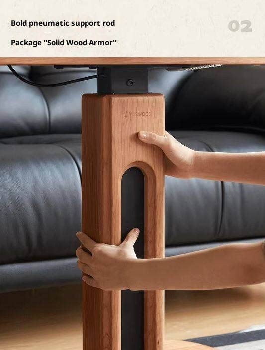 Cherry, Oak Solid Wood Elevating Desk Study Unit Mobile Desk