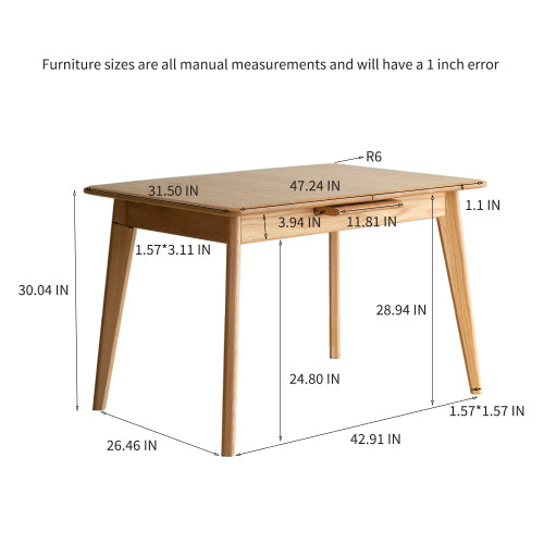 Oak Solid Wood Retractable Folding Dining Table