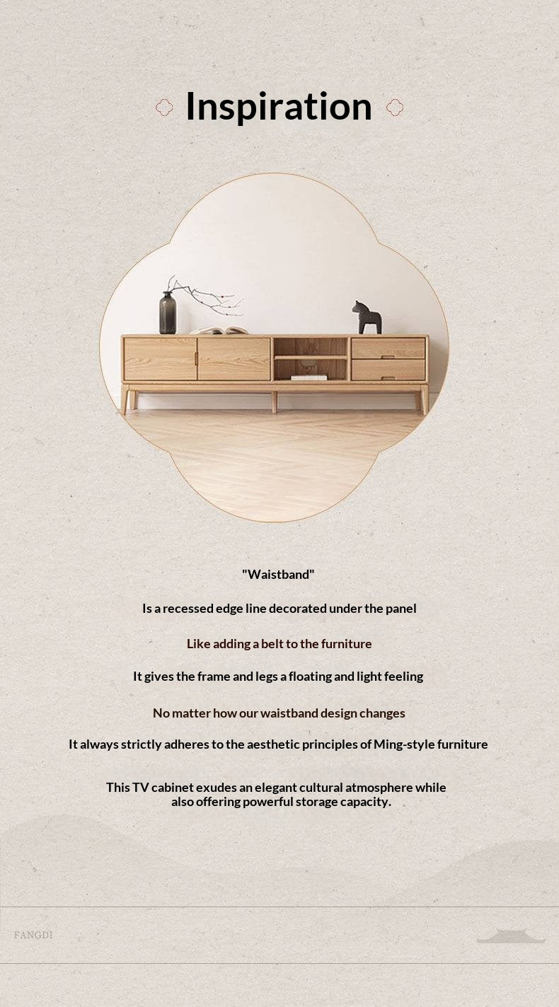 Ash Solid Wood Simple Floor TV Cabinet.