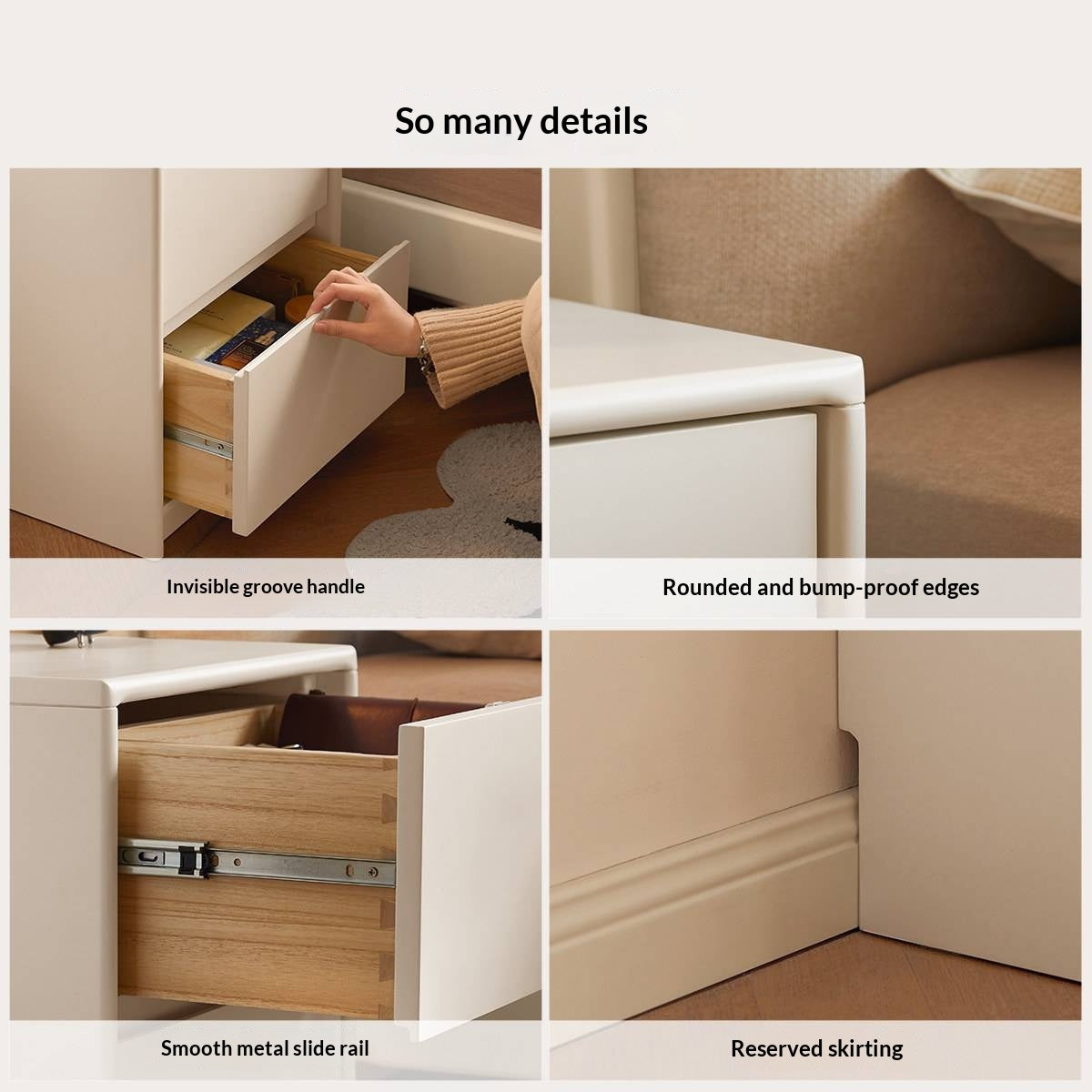 Solid Rubberwood Nightstand.