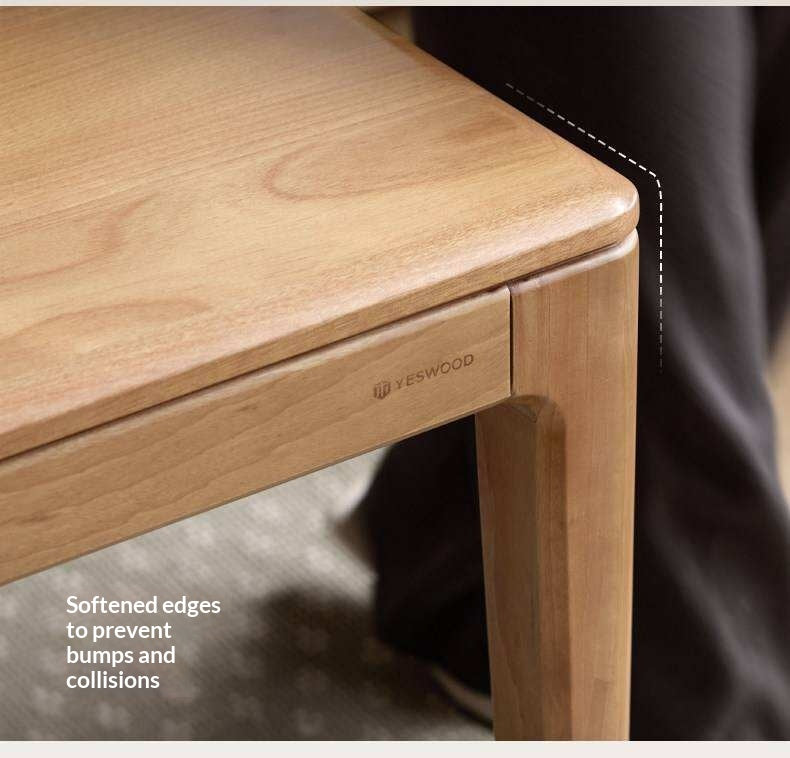 Oak Solid Wood Dining Table with Rectangular Top and Clean Lines