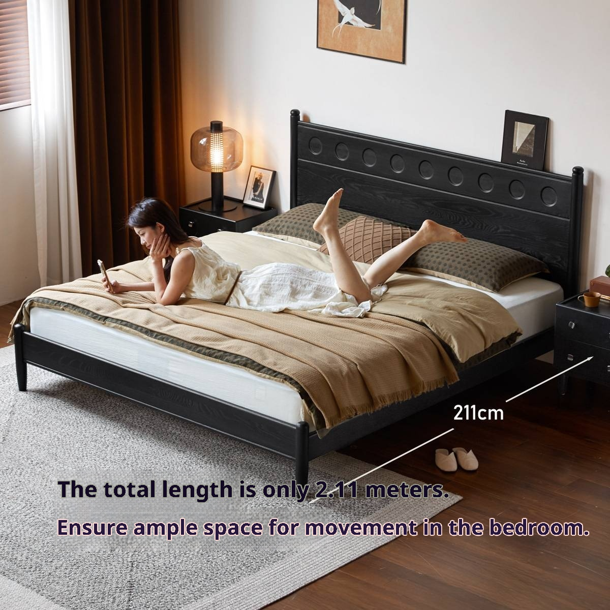 Ash Solid Wood Bed Vintage Style