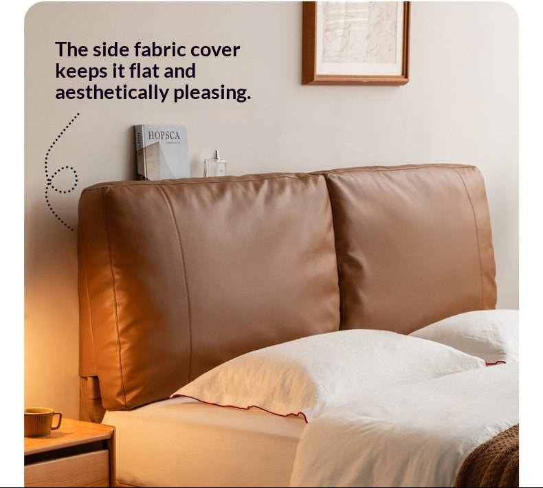 Soft Leather Headboard with Large Cushioned Backrest