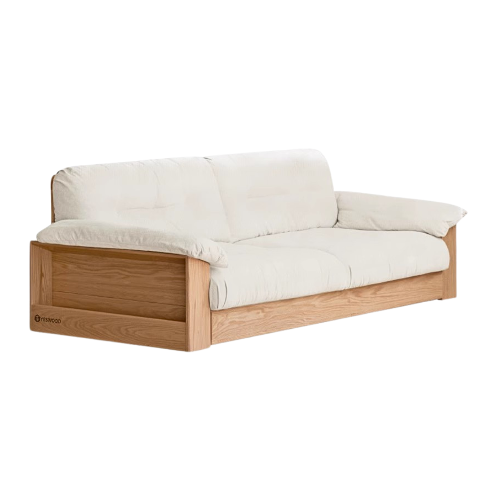 Oak Solid Wood Floor Storage Sofa, goose down :