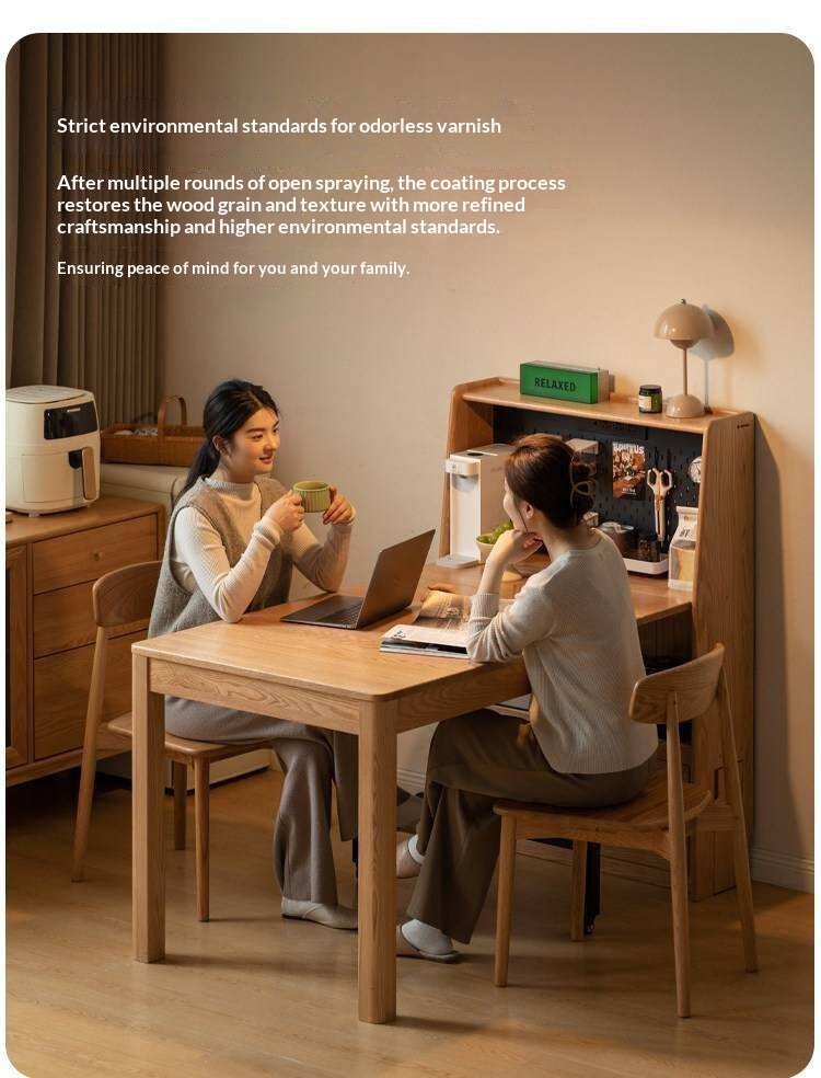 Oak Solid Wood Telescopic Dining Table Sideboard Integrated