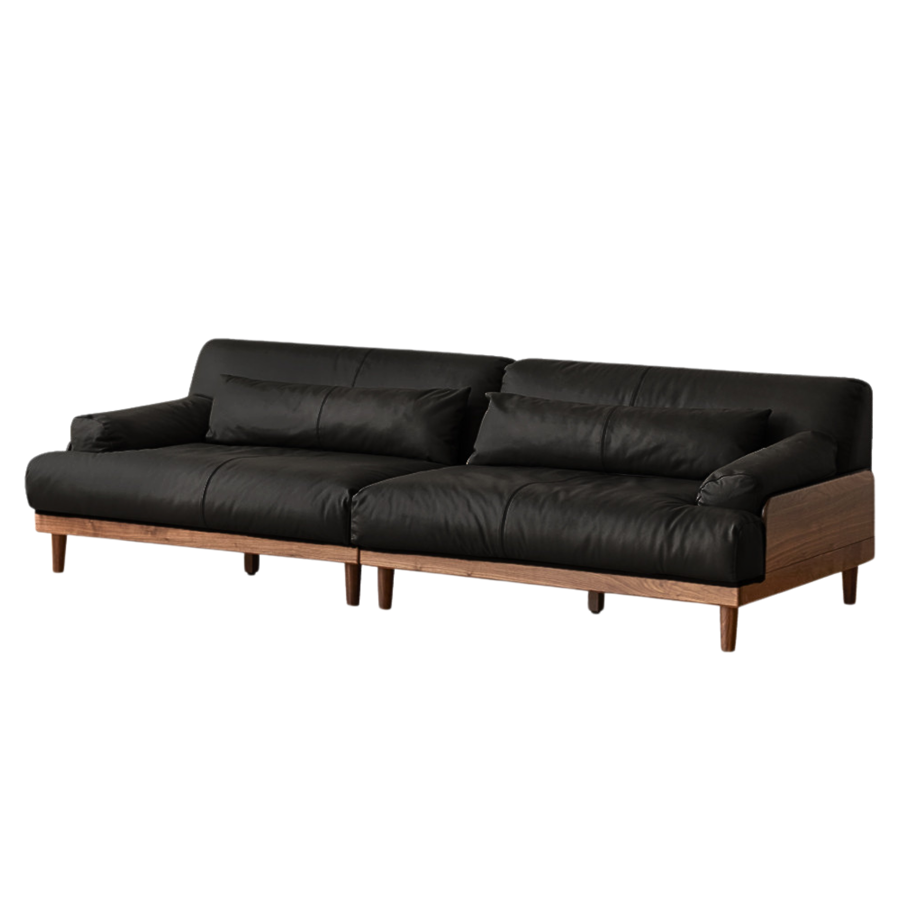 Black walnut solid wood leather down sofa