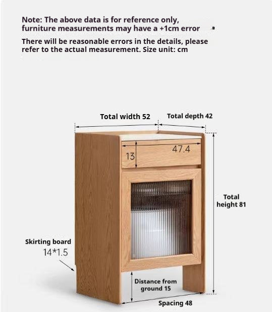 Oak Solid Wood Sweeping Robot Storage Side Cabinet Rock Slab.