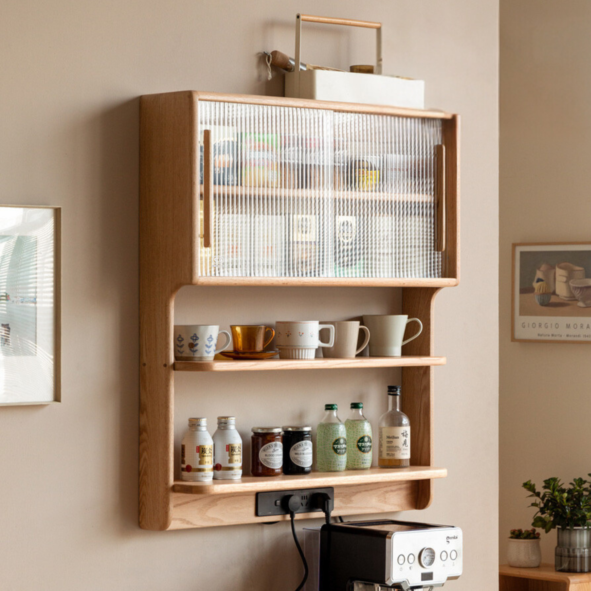 Oak, Cherry Wood  Solid Wood Wall-Mounted Suspended Cabinet