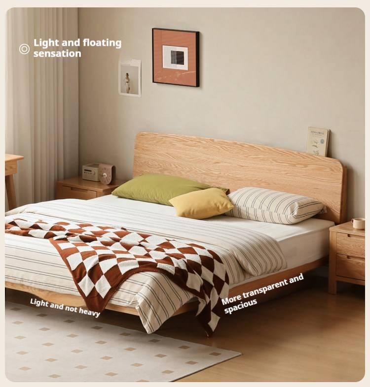 Oak Solid Wood Bed — Simple Floating Bed Design