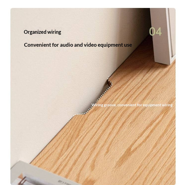 Solid RubberWood, Oak Solid Wood TV Stand Glass Sliding Door