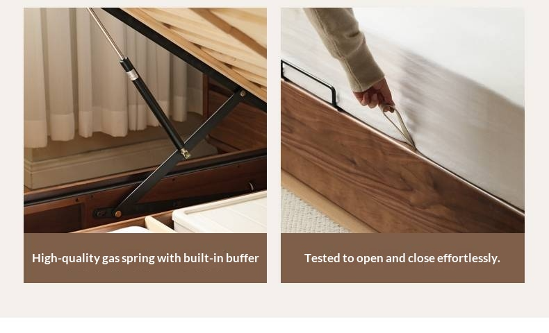 Black Walnut Solid Wood Platform Box Bed, Headboard-Free Bed Night Light Suspended Bed