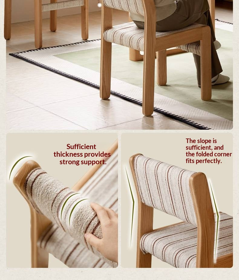 4 pcs Oak Solid Wood Dining Chair with Upholstered Seat, French Style
