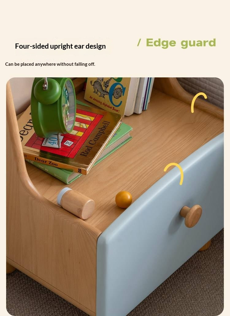 Beech Solid Wood Kids Nightstand Built-in Night Light
