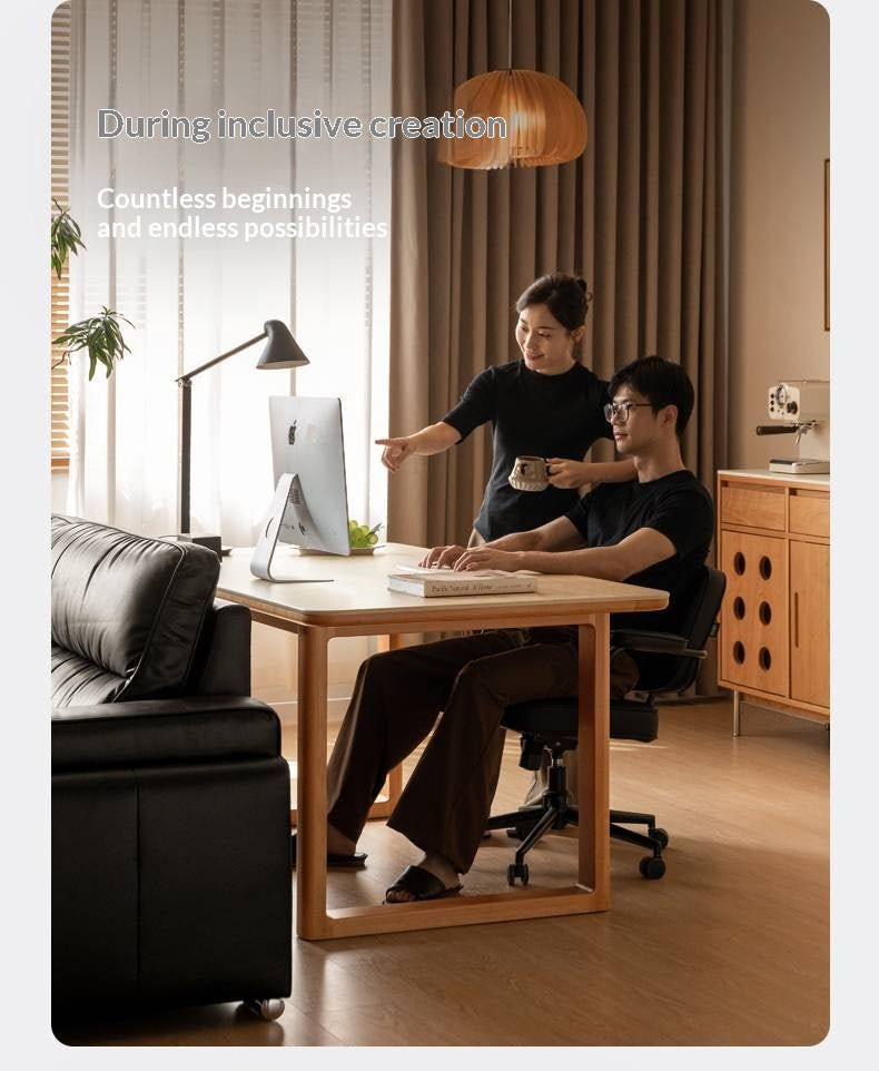 Cherry Solid Wood Retro Rock Board Dining Table