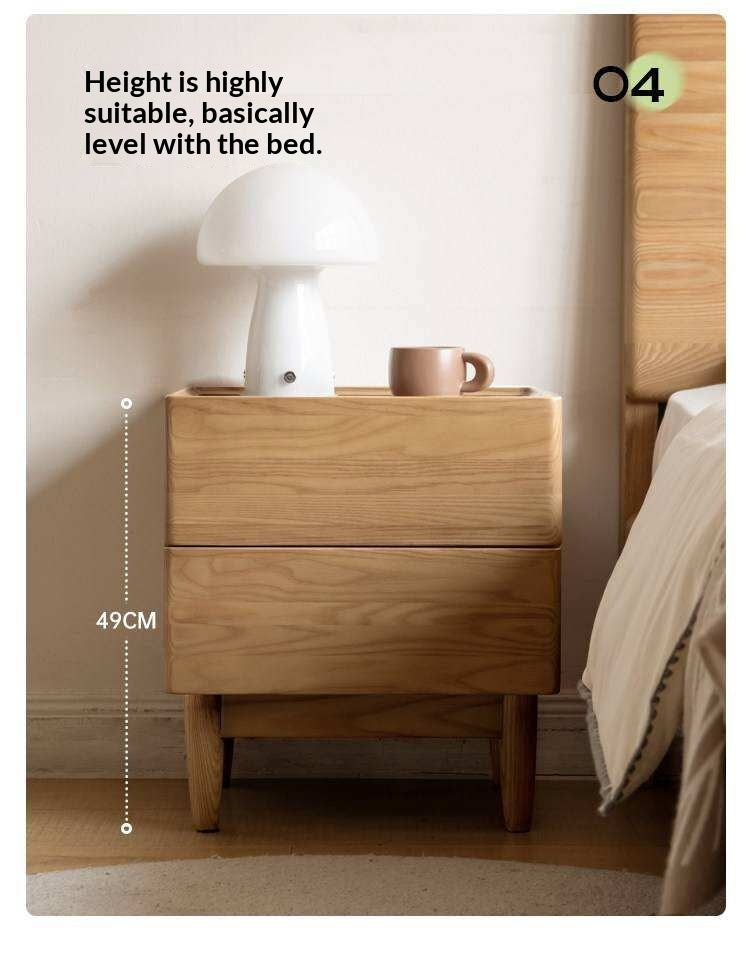 Ash, Oak, White Ash, White Oak, Sandalwood Solid Wood White Wax Small Nightstand