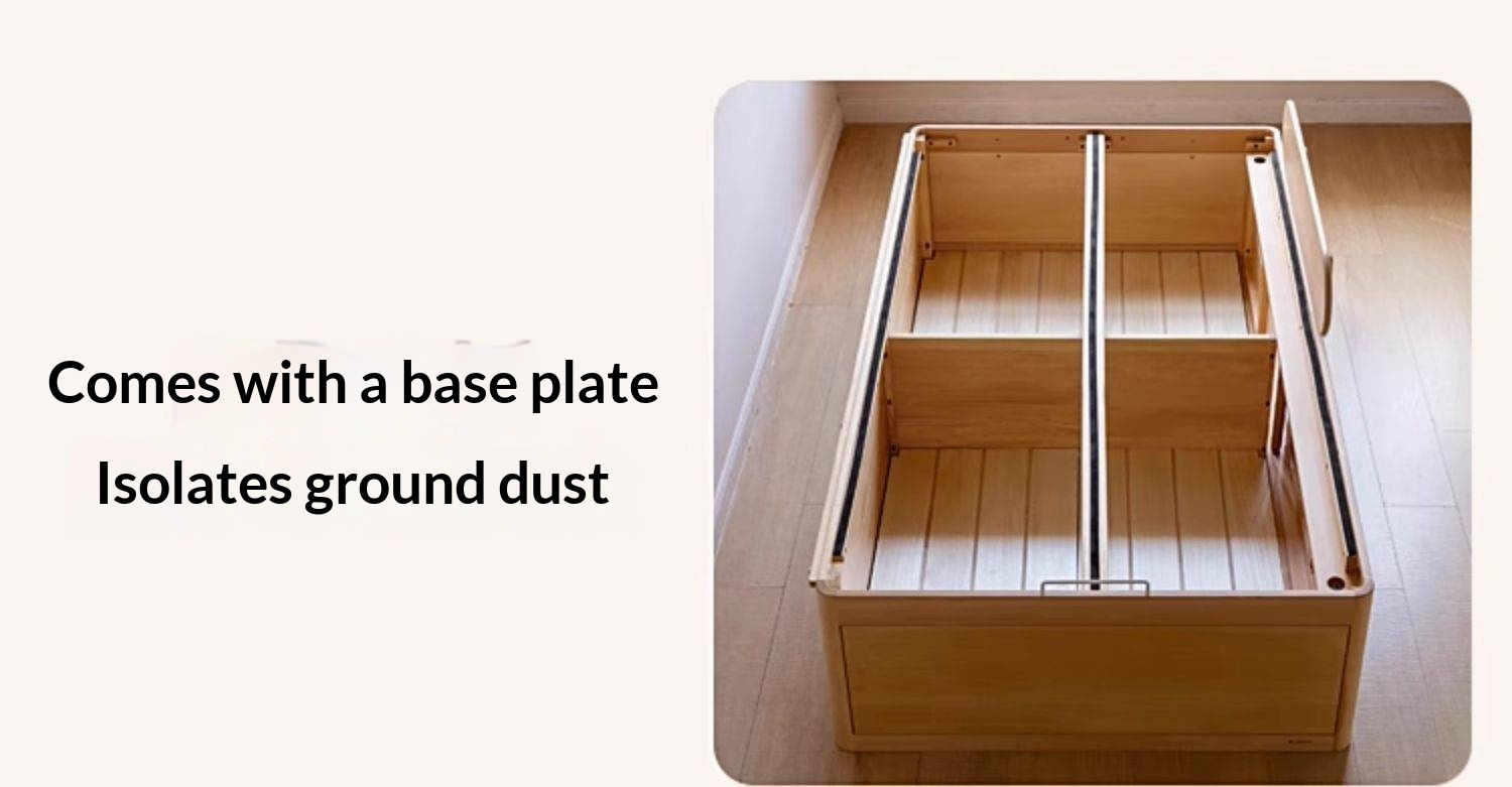 Beech, Rubberwood Solid Wood Kids’ Bed with Guardrail, Platform Bed, Headboard-Free Bed