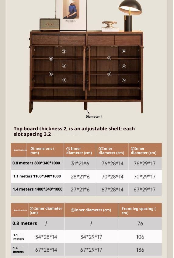 Oak Solid Wood Capacity Shoe Cabinet